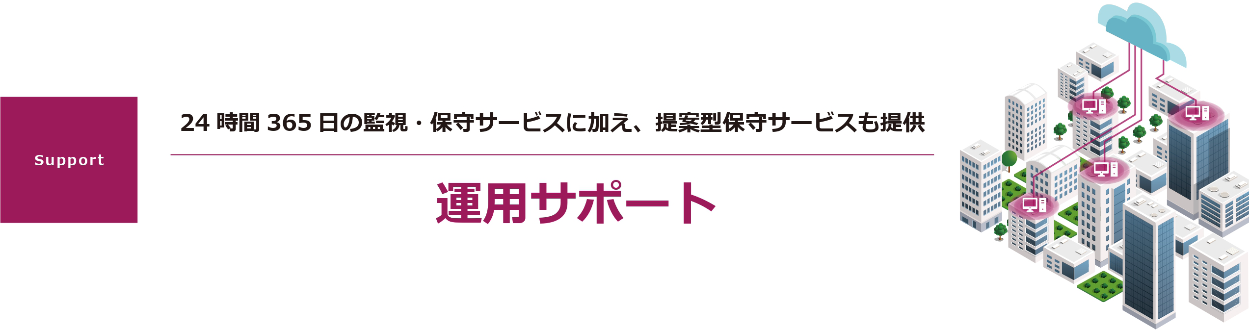 24時間365日の監視・保守サービスに加え、提案型保守サービスも提供