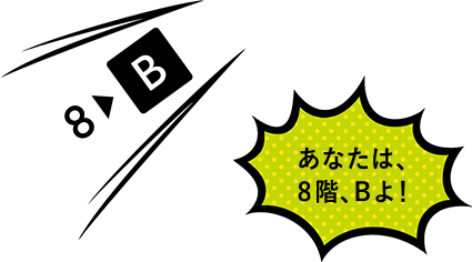 あなたは、8階、Bよ！
