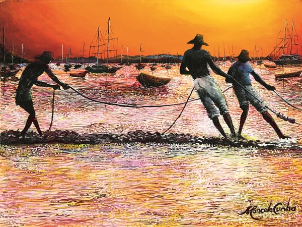 網を引く漁師たち