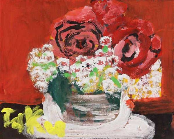 夕日に向かうバラ