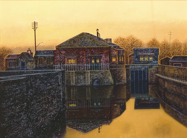 夕映えのポンプ小屋