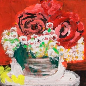 夕日に向かうバラ