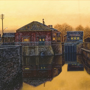 夕映えのポンプ小屋